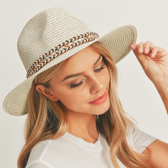 Multi color Braided Band Panama Hat - Picture 7 of 7